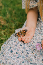 Little Girl Holding A Butterfly