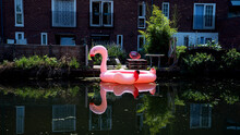 House With Flamingo Boat