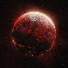 Fire Planet Burning In Space