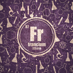 Sticker - Francium chemical element. Concept of periodic table.