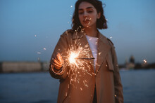 Woman Holding A Sparkler