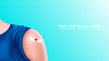 People vaccination for immunity health Covid-19. Doctor makes an injection of flu vaccine in shoulder of female patient. Healthcare, coronavirus, prevention and immunize. 3D vector.