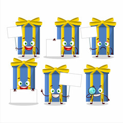 Poster - blue long gift box cartoon character bring information board