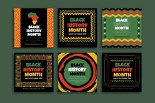 Hand Drawn Flat Black History Month Instagram Posts Collection Vector Design Illustration