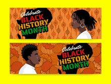 Hand Drawn Black History Month Horizontal Banners Set Vector Design Illustration