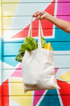 Canvas Shopping Bag Filled With Fresh Produce