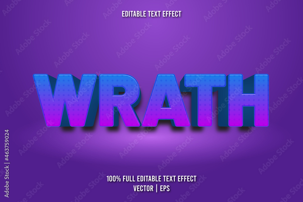 Wrath editable text effect cartoon style