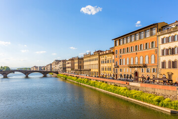 Poster - Residential buildings by the Arno River in Florence, Italy