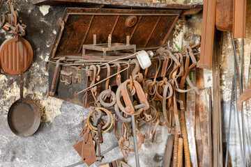 Wall Mural - Old forged parts in a workshop