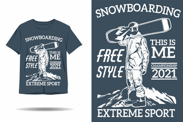 Wall Mural - Snowboarding freestyle extreme sport silhouette t shirt design