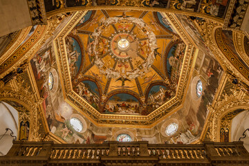 Wall Mural - View at the Dome decoration in Basilica of Santa Casa (Holy House) in Loreto, Italy