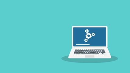 System software update and upgrade concept. Loading process in laptop screen.	
