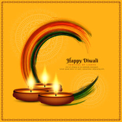 Beautiful Happy Diwali religious Indian festival background with lamps