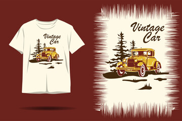 Sticker - Vintage car illustration t shirt design