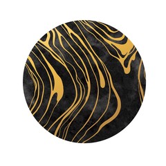 Sticker - Golden foil and black texture vector circle background. Marble, stone imitation.