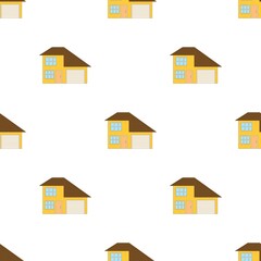 Wall Mural - Yellow two storey house with garage pattern seamless background texture repeat wallpaper geometric vector