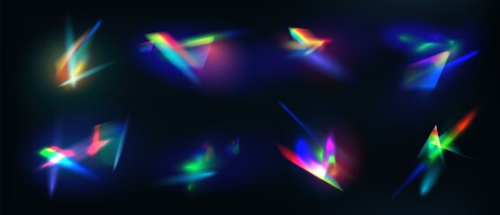 realistic diamond reflection, rainbow light optical effect. crystal, jewelry, prism or lens flare. i
