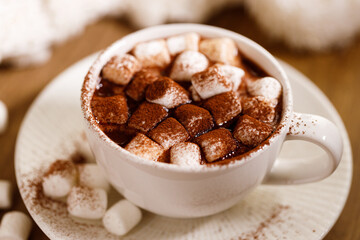 Wall Mural - Hot chocolate with marsmallow candies