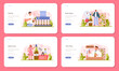 © inspiring.team - Wine production web banner or landing page set. Grape wine puted