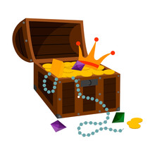 Treasure Chest Vector Illustration Isolated On White Background.