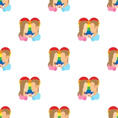 Sticker - Two girls lesbians pattern seamless background texture repeat wallpaper geometric vector