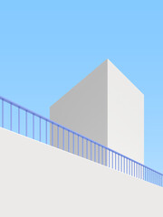 Aufkleber - 3D illustration of abstract building background, Minimal architecture poster.