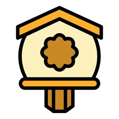 Sticker - Winter bird house icon. Outline winter bird house vector icon color flat isolated