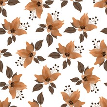 Seamless Pattern Of Cute Orange Flowers For Fabric And Wallapaper Design