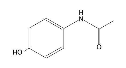 Chemical formula of Paracetamol (molecular structure of Paracetamol compound)