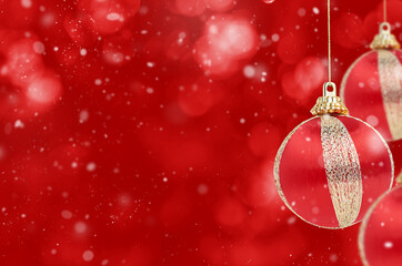 Wall Mural - abstract, defocused red christmas background with copy space