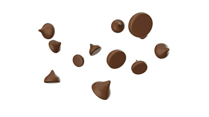 Canvas Print - Scattering of tasty chocolate chips on white background Chocolate