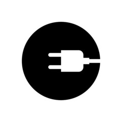 Poster - Icon of Electric Plug Symbol. Simple, Flat Logo for Website Design, or Mobile App, and App Development. Black Round Icon Isolated on White Background