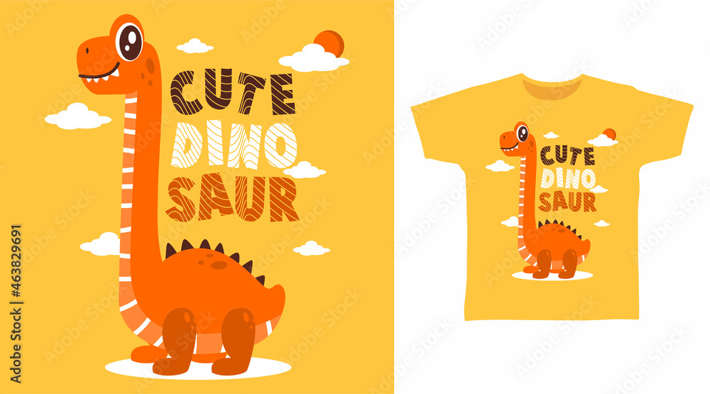 Cute dinosaur cartoon for t shirt design Stock Vector | Adobe Stock