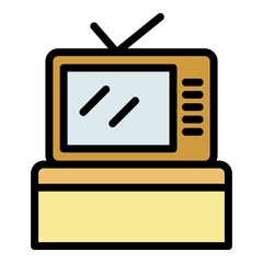 Sticker - Cooking show tv icon. Outline cooking show tv vector icon color flat isolated