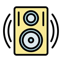 Wall Mural - Sound speaker icon. Outline sound speaker vector icon color flat isolated