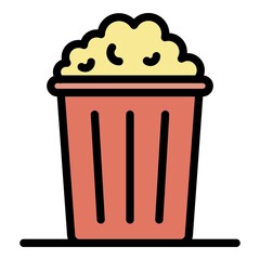Sticker - Popcorn basket icon. Outline popcorn basket vector icon color flat isolated