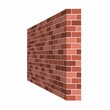 Brick wall perspective isolated on white background, Masonry red or brown brick. Vector illustartion
