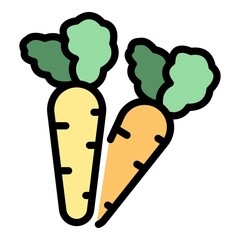 Poster - Fresh carrots icon. Outline fresh carrots vector icon color flat isolated