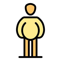Poster - Fat man icon. Outline fat man vector icon color flat isolated