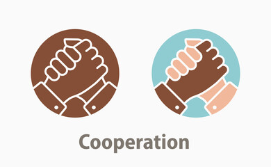 Sticker - Cooperation icon. Logo template. Vector illustration. Change to any any colour.