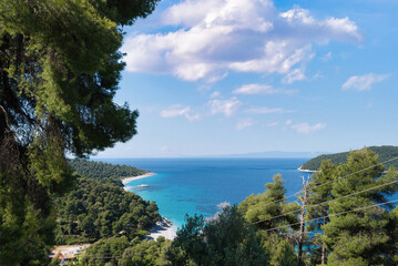 Poster - holidays in the greek islands, summer destination. Skopelos island, Greece