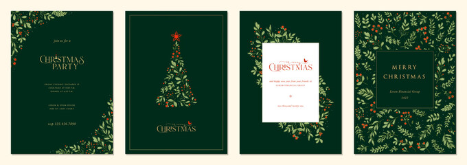 merry and bright corporate holiday cards. modern abstract creative universal artistic templates with