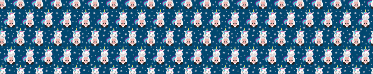 Wall Mural - Seamless pattern with stars and baby unicorns