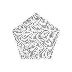 Wall Mural - continuous one line drawing geometric shapes, pentagon icon. simple line, outline vector 3d figures 