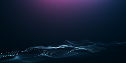 Wall Mural - creative motion waving dots texture with glowing defocused particles. technology digital wave backgr