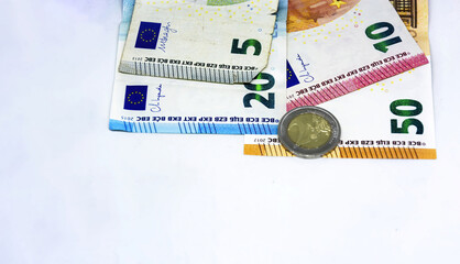 European Union coins and banknotes of different values