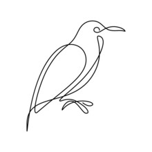 Abstract Bird In Continuous Line Art Drawing Style. Minimalist Black Linear Design Isolated On White Background. Vector Illustration