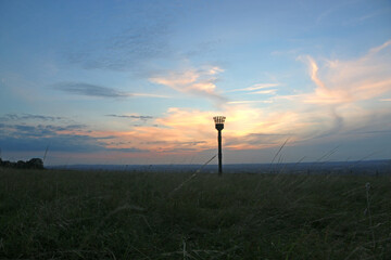 Poster - Warning beacon at Westbury, Wiltshire at sunset	