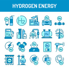 Hydrogen energy line icons set. Isolated vector element. Isolated vector element.
