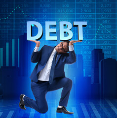 Wall Mural - Businessman in debt business concept